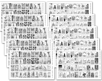 Small Black and White Tarot Stickers (1 inch) 78 Tarot Card Stickers for Journaling - Tarot Journal, Tarot Workbook