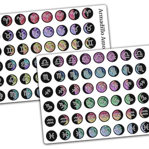 Adesivos de fases da lua do zodíaco tamanho mini - 0,375 polegadas - Adesivos lunares - Adesivos de astrologia - Adesivos de calendário transparentes - 372 M