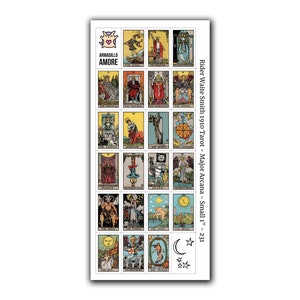 Small Tarot Stickers  (1 inch) - Major Arcana Only - 22 Stickers on 1 Sheet - Tarot Journal Stickers