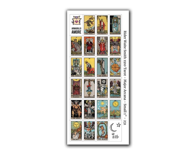 Small Tarot Stickers  (1 inch) - Major Arcana Only - 22 Stickers on 1 Sheet - Tarot Journal Stickers