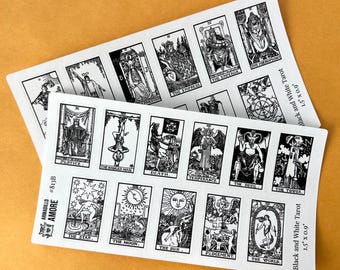 Black and White Tarot Stickers (1.5 in x 0.9 in) 78 Tarot Card Stickers for Journaling - Tarot Journal, Tarot Workbook