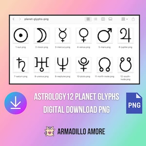 DIGITALE Planet Glyph PNG Dateien - Schwarzweiß Hohe Auflösung - Kein Hintergrund - Astrologie Journal - Astrologie - Planetare Glyph