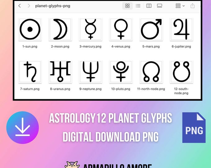 DIGITAL Planet Glyph PNG Files - Black and White High Resolution - No Background - Astrology Journal - Astrological - Planetary Glyph