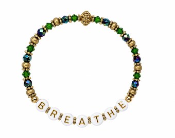 Breathe Beaded Bracelet – Czech Fire Polished Glass Beads, Gold Accents & Inspirational Jewelry