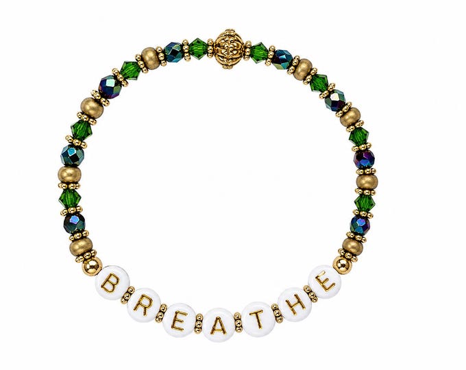 Breathe Beaded Bracelet – Czech Fire Polished Glass Beads, Gold Accents & Inspirational Jewelry