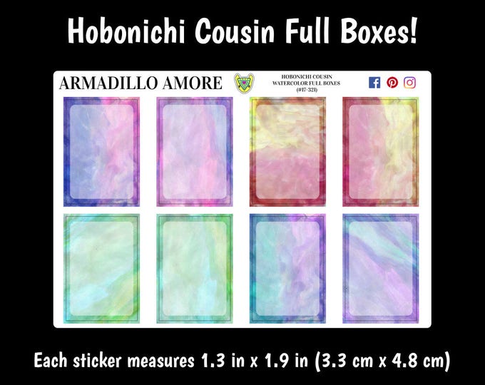 Hobonichi Cousin Watercolor Full Boxes {8 Fancy Matte Planner Stickers} 321