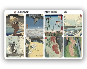 Utagawa Hiroshige Stickers - Vintage Japanese Print - Art Sticker - Ukiyo-e Print - Laptop Water bottle Waterproof Sticker - 594