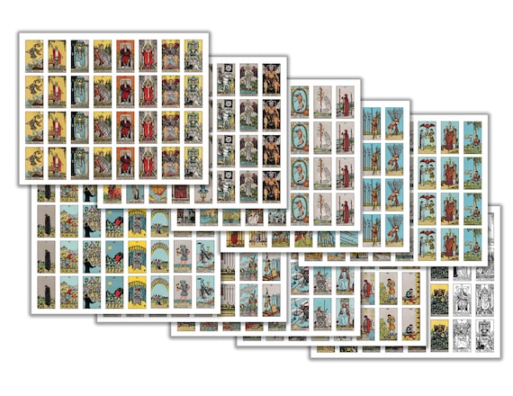 Medium Tarot Card Stickers for Journaling - 2" x 1.25" - Major Arcana or Full Deck - 4 Sets of Each Tarot Card