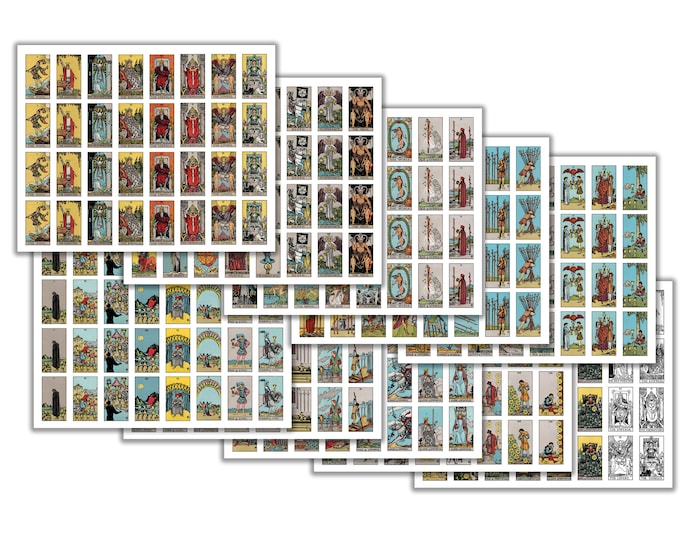 Medium Tarot Card Stickers for Journaling - 2" x 1.25" - Major Arcana or Full Deck - 4 Sets of Each Tarot Card