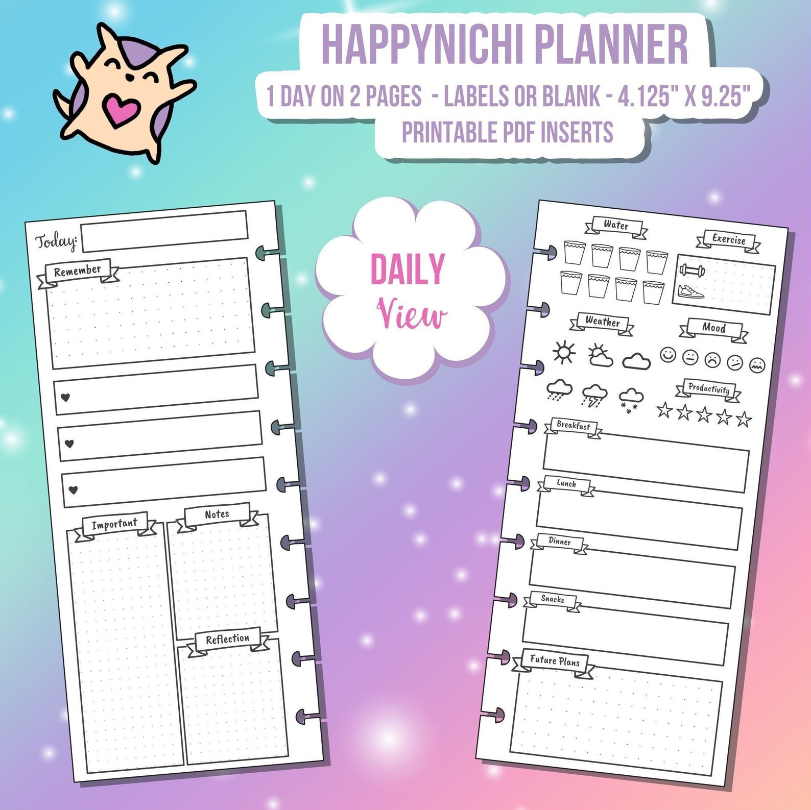 SKINNY CLASSIC Happynichi Happy Planner Daily 2 Page - HP Printable ...
