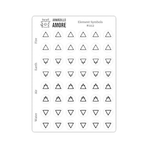 Element Glyph Stickers - Witch Stickers - 0.375 inch Small Occult Stickers - Grimoire Stickers - Pagan Stickers - 1112