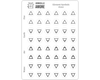 Element Glyph Stickers - Witch Stickers - 0.375 inch Small Occult Stickers - Grimoire Stickers - Pagan Stickers - 1112