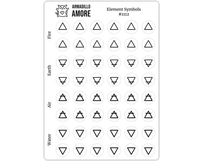 Element Glyph Stickers - Witch Stickers - 0.375 inch Small Occult Stickers - Grimoire Stickers - Pagan Stickers - 1112