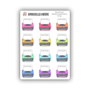 Pegatinas para máquina de escribir con el recuento de palabras del arcoíris - Rastreador - Rastreador - NaNoWriMo - Escritura - Escritor - Historia - Novela - Escribir - Autor - 1044