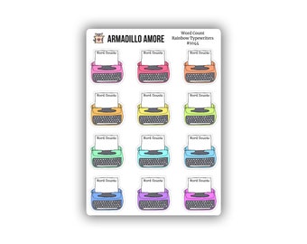 Word Count Rainbow Typewriter Stickers - Tracker - Track - NaNoWriMo - Writing - Writer - Story - Novel - Write - Author - 1044