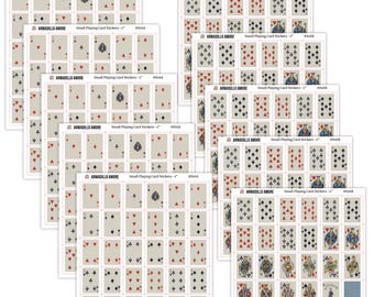 Small Playing Cards 260 Stickers - 1 inch 52 Full Deck Traditional Cartomancy - 816