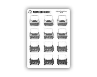 Neutral Typewriters - 20 Stickers, Black and White, Cute, Functional, Write, NaNoWriMo, Writing, Story, Fiction, Writer, Type, Book - 378