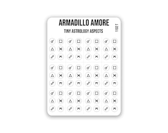 Tiny Astrology Aspect Stickers - 0.18 inch Tiny - Astrological Tracker Planner - Conjunct, Square, Opposite, Trine, Sextile - 1102T