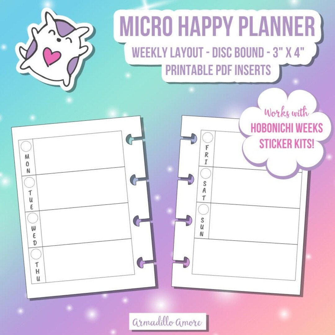 MICRO HP Happy Planner Notes Weekly Fauxbonichi Digital Printable ...