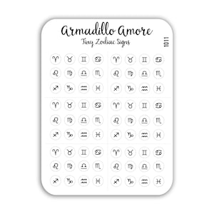 64 Mini Astrologie Glyph Aufkleber - 4,5 cm klein - Kalender und Planer - Verfolgen Sie Planetare Astrologische Bewegungen - 1011