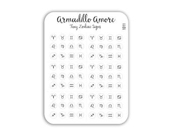 Tiny Zodiac Glyph Stickers - 0.18 inch Tiny - 64 Mini Astrology - Calendars and Planners - Track Planetary Astrological Movements - 1011