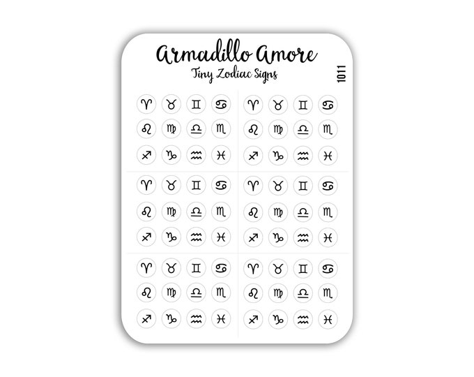 Tiny Zodiac Glyph Stickers - 0.18 inch Tiny - 64 Mini Astrology - Calendars and Planners - Track Planetary Astrological Movements - 1011