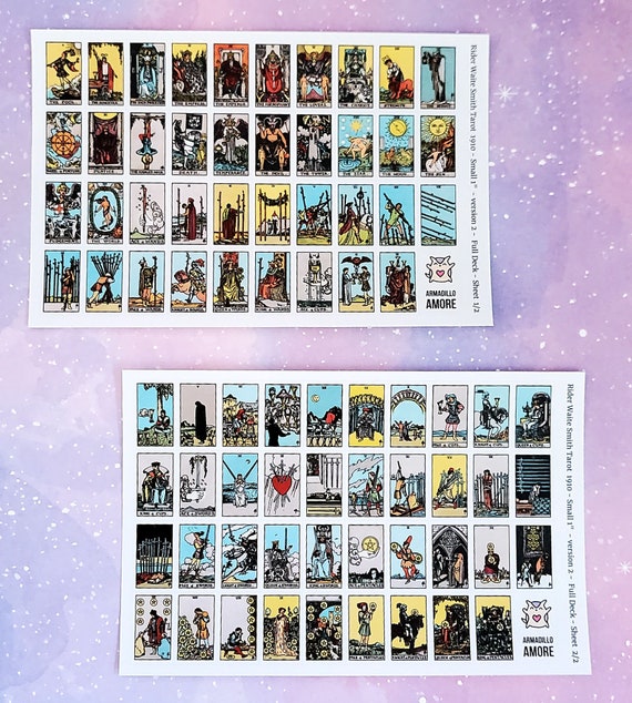 Small Tarot Stickers 1 Inch Full Deck 78 Stickers 5 Sheet Set Tarot Journal  Tarot Journaling Transparent Stickers 