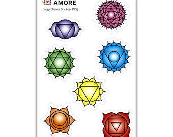 Chakra Stickers (1.6 inch) - 7 Chakra Sticker, Seven Chakras, Heart Chakra, Sacral Chakra, Meditation Sticker, Spiritual Sticker - DC13
