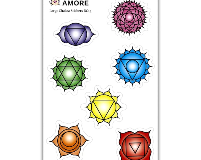 Chakra Stickers (1.6 inch) - 7 Chakra Sticker, Seven Chakras, Heart Chakra, Sacral Chakra, Meditation Sticker, Spiritual Sticker - DC13