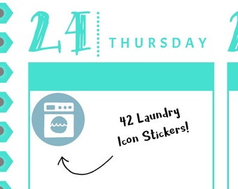 Laundry Icon Reminder Stickers - Rainbow Planner Stickers - Washing Machine Stickers - Functional EC Planner Sticker- 88
