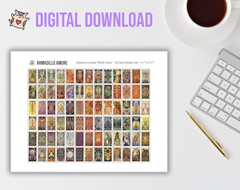 DIGITAL Small Mystical Kabbalah Tarot Full Deck (1.1 inch Tall) - Printable PDF for Tarot Journaling - Print Your Own Stickers
