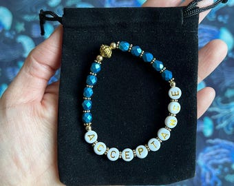 Acceptance Bracelet – Recovery Gift Bracelet – Mindful Healing Jewelry – Inspirational Stretch Bracelet – Czech Glass Beaded Bracelet