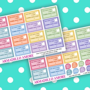 Daily 500 Word Count Half Boxes & Motivational Stickers {40 Fancy Matte or Glossy Planner Stickers, Double Rainbow Theme} 159