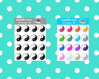Yin Yang 0.5 inch Stickers - Matte - Premium Quality - Colorful - YinYang  - Tai Chi - Qigong - 568