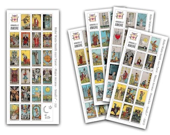Small Tarot Stickers (1 inch) - Full Deck - 78 Stickers - 5 Sheet Set - Tarot Journal - Tarot Journaling - Transparent Stickers