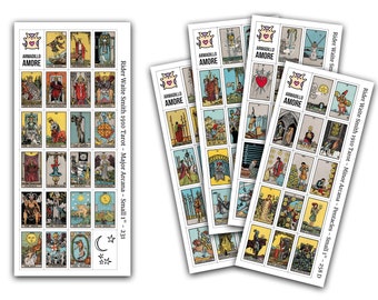 Small Tarot Stickers (1 inch) - Full Deck - 78 Stickers - 5 Sheet Set - Tarot Journal - Tarot Journaling - Transparent Stickers