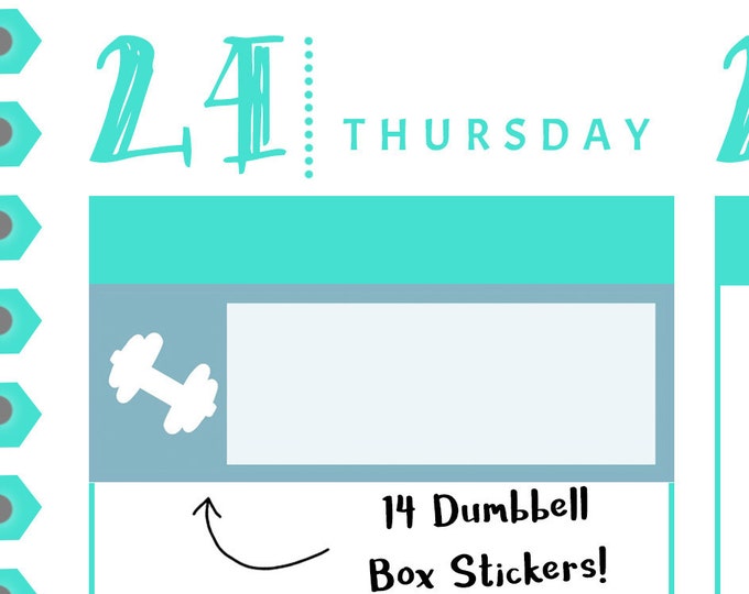 Dumbbell Icon Box Reminder Stickers - 14 Functional Planner Stickers - Minimalist Stickers - Productivity Stickers - 72