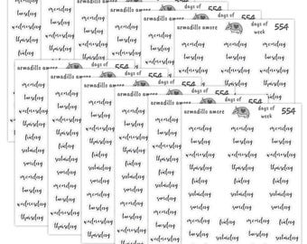 Days of Week Script Sticker - 420 Functional Planner Stickers - Weekly Bullet Journal - Typography - 554