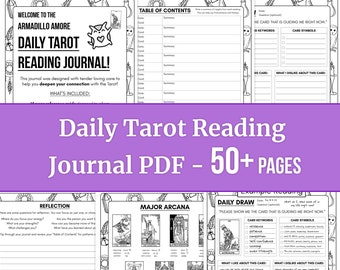 DIGITAL Daily Draw Tarot Reading Journal - Shadow Work Tarot Reflection Worksheet Printable PDF - 50+ Pages Includes Tarot Deck & Meanings