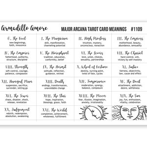 Signification des arcanes majeurs de la carte de tarot autocollants rectangulaires - 1 feuille d'autocollants - 22 autocollants - 1109