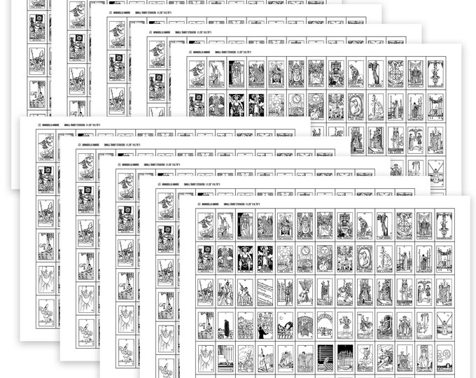 Small Black and White Tarot Card Stickers - 1.25 inches x 0.75 inches - Tarot Planner, Tarot Journal, Tarot Journaling