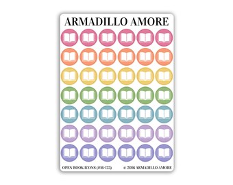 Open Book Icon Reminder Stickers - Reading Stickers - Tracker Stickers - Rainbow - Colorful - Planner Stickers - 125