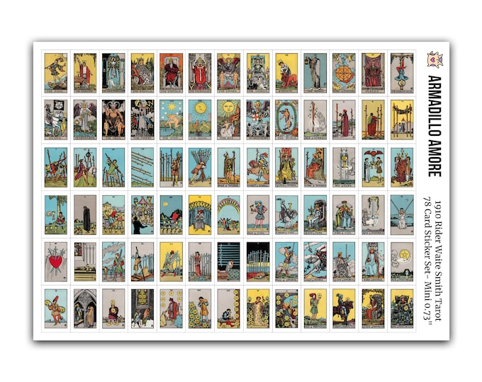 Mini Tarot Stickers (0.73 inch) - Full Deck - Tarot Journal - Tarot Journaling - 78 Stickers - Journaling Stickers - 709