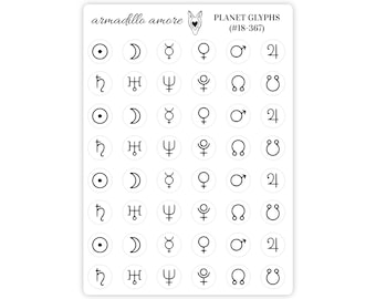 Planet Glyph Stickers - 0.375" - Planet Zodiac Planner Stickers, Astrology Stickers, Planet Calendar Stickers