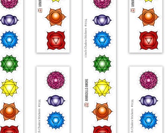 1 inch Chakra Stickers - Meditation Sticker, Spiritual Sticker, Rollerball Sticker, Seven Chakras, Heart Chakra, Sacral Chakra - 1134
