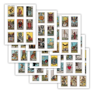 Große Tarot Karten Aufkleber - 78 Aufkleber - 3 Zoll x 2 Zoll - Tarot Journal, Tarot Journaling, Mystische Aufkleber, Okkulte Aufkleber