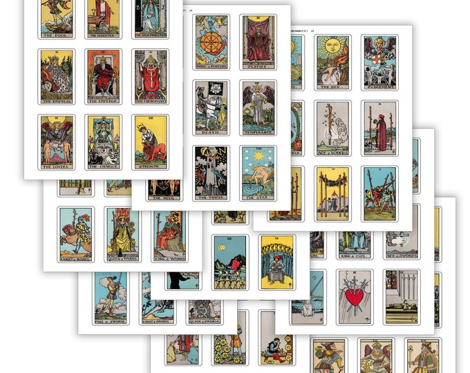 Large Tarot Card Stickers - 78 Sticker Set - 3 inches x 2 inches - Tarot Journal, Tarot Journaling, Mystical Stickers, Occult Stickers