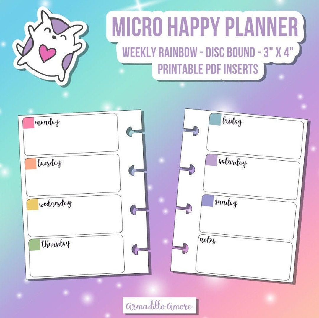 MICRO HP Happy Planner Notes Weekly Digital Printable Insert 1036 - Etsy