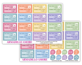 NaNoWriMo Tracker Half Boxes & Motivational Stickers - Word Count - National Novel Writing Month - Author Gift - Writer Gift - 121