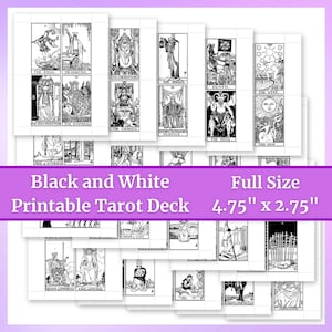 DIGITAL Full Size (4.75&quot; x 2.75&quot;) Color Your Own Tarot Full Deck Printable - Black and White Tarot - 78 Cards - 20 Letter Sized Pages PDF